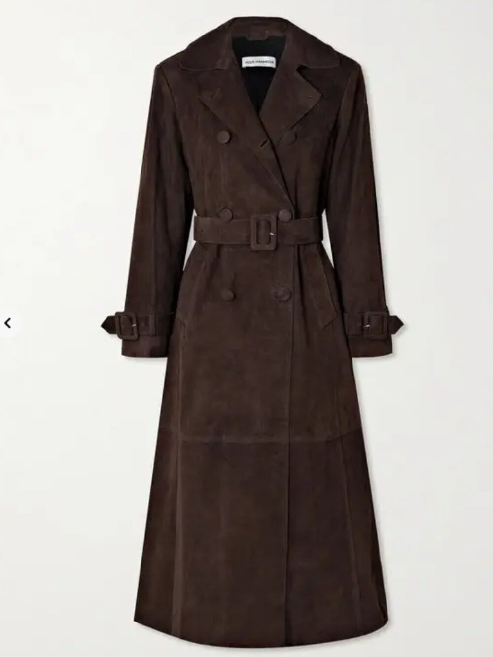 NOUR HAMMOUR Tate Tailored Suede Trench Coat in Mocha Suede $1,830 MSRP - Picture 4 of 9